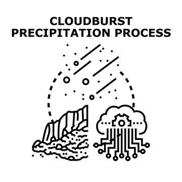 Cloudburst precipitation process with digital data elements イラスト素材
