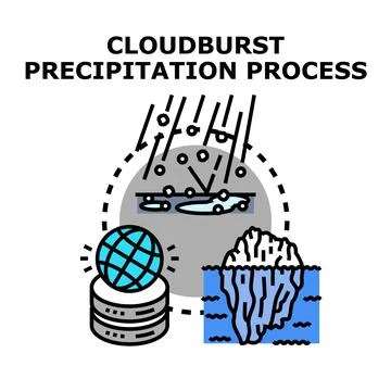 Cloudburst precipitation process illustrating climate impact Stock Illustration