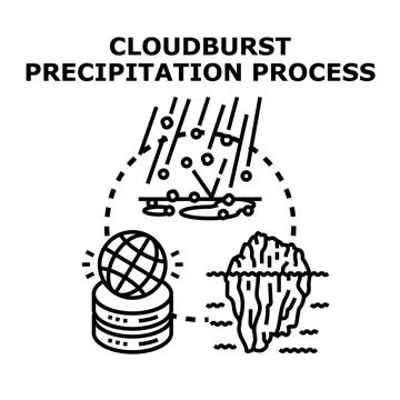 Cloudburst precipitation process illustrating climate impact Stock Illustration