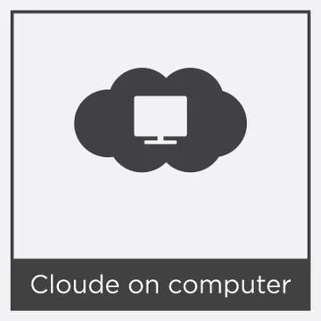 Cloude on computer icon isolated on white background Free Stock Illustration