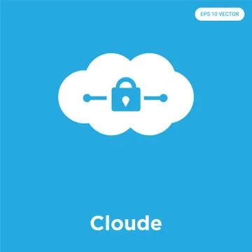 Cloude icon isolated on blue background Free Stock Illustration