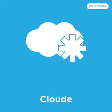 Cloude icon isolated on blue background Free Stock Illustration