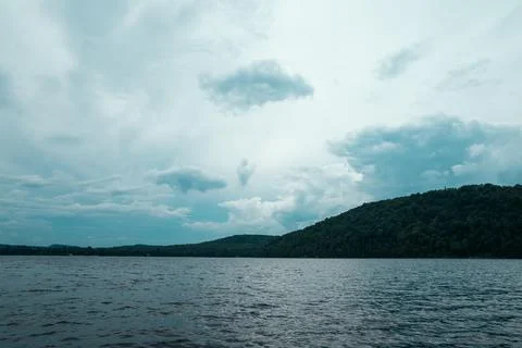 Clouded   sky   over   lake Foto stock