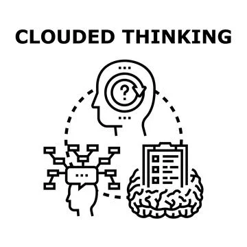 Clouded thinking concept with confused and complex thoughts Stock Illustration