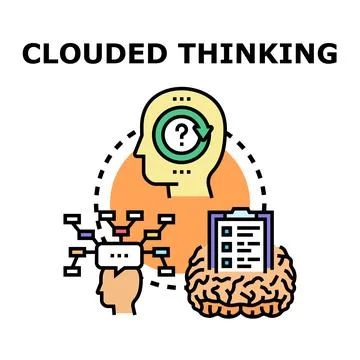Clouded thinking concept with confused and complex thoughts Stock Illustration