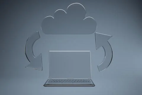 Clouding service with computer Stock Illustration