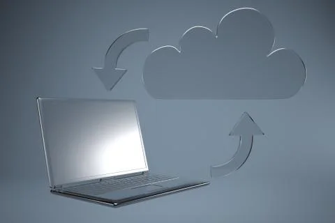 Clouding service with laptop Stock Illustration