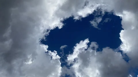 CloudlapseBacklitBlueHoleMovingRight1 Stock Footage 285542267