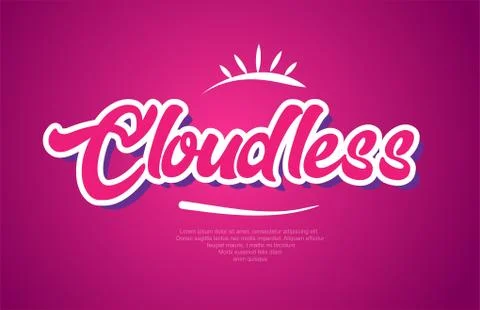 Cloudless word text typography pink design icon Stock Illustration