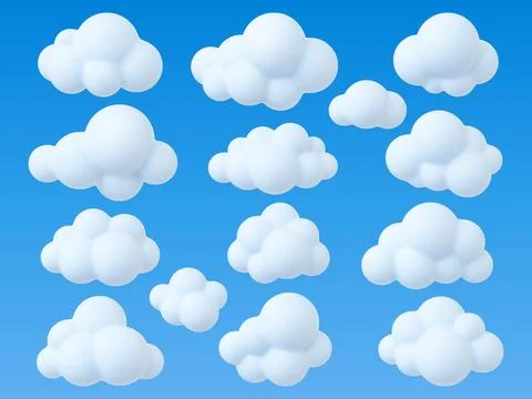 Clouds 3d design, abstract soft cloud simple design. Sky cartoon elements 스톡 일러스트