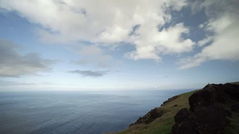 Clouds Above Easter Islands Coast Stock Footage 77167800