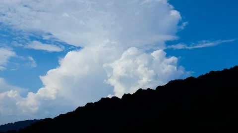 Clouds above a mountain slope time lapse scene Stock Footage 303581981