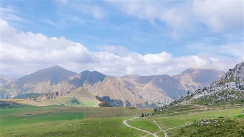 Clouds above Mountains, Spring Natural Landscape, Timelapse Stock Footage 316766463