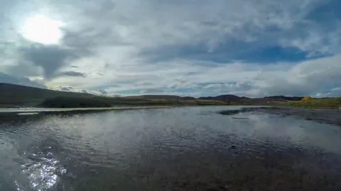 Clouds above the Ongi river, Mongolia. Full HD Stock Footage 69131674