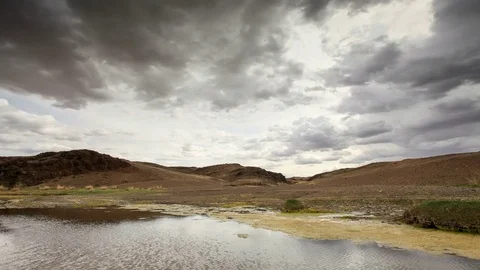 Clouds above the Ongi river, Mongolia. Stock Footage 77156934
