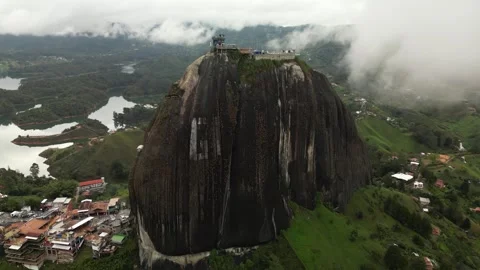 Clouds Above Piedra del Penol Rock Formation-05 Stock Footage 337006401