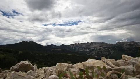 Clouds above ridge Stock Footage 98341959