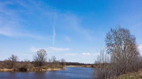 Clouds above the river 1 Stock Footage 49879180