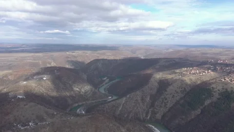 Clouds above river Timok gorge 4K aerial footage Stock Footage 100967201