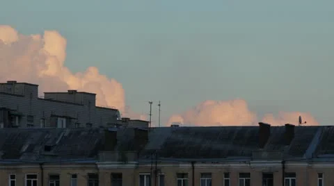 Clouds above the roof Stock Footage 11178362
