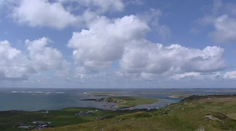 Clouds above rugged Atlantic coast at Clifden, Connemara, Ireland. Stock Footage 23005801