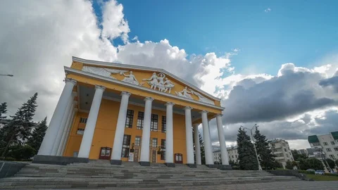 Clouds above the theater, timelapse Stock Footage 97583354