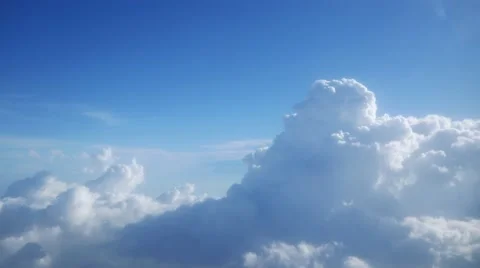 Clouds from Airplane aerial cumulus blue sky white big formations storm 4k Stock Footage 57253933