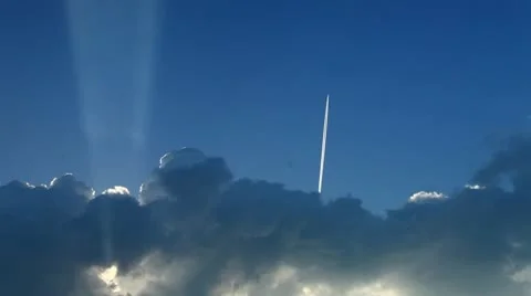 Clouds with airplane on the sky Stock Footage 8994618