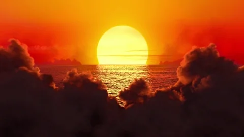 Clouds (alpha matted) covering the setting sun, the clouds building at sunset. Stock Footage 84588133