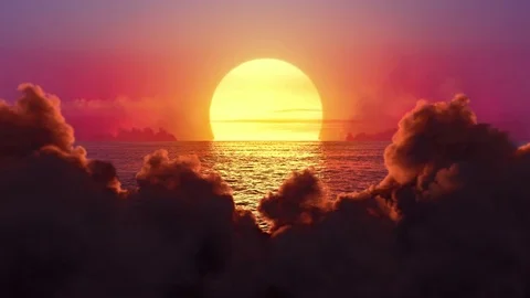 Clouds (alpha matted) covering the setting sun, the clouds building at sunset. Video stock 84588273