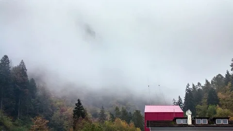Clouds in the alps with ropeway Stock Footage 70580171