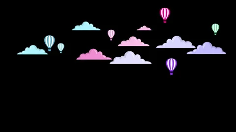 CLOUDS AND AIR BALLOONS BLACK BACK Stock Footage 247200731