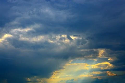 Clouds and blue sky background with copy space. Stock Photos