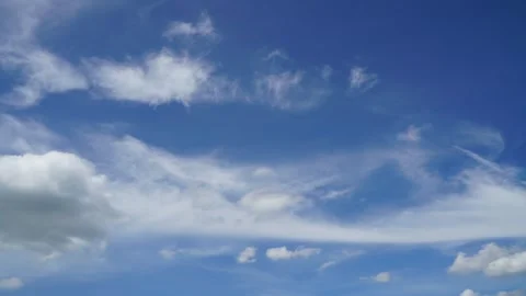Clouds and blue sunny sky,  white clouds over blue sky, Aerial view,  Video stock 311520427