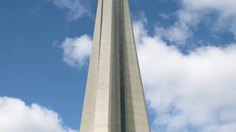 Clouds and the CN tower up close Stock-Footage 82245843