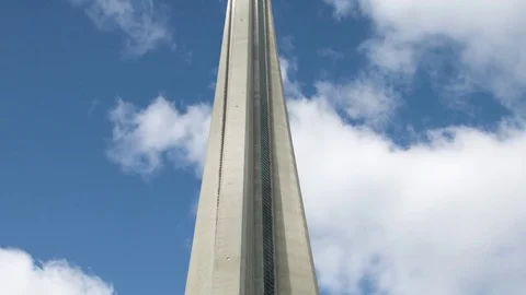 Clouds and the CN tower up close Stock Footage 82245860
