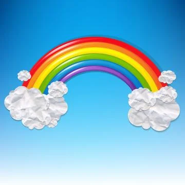 Clouds And Colorful Rainbow Stock Illustration