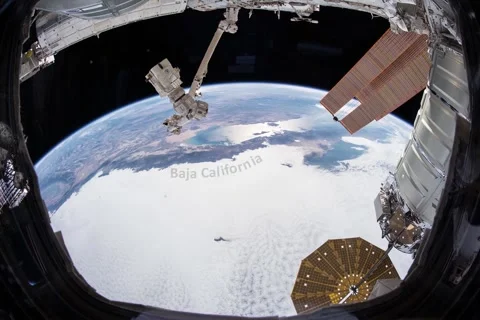 Clouds and Continents from the International Space Station Stock Footage 261166142