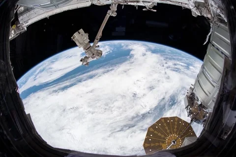 Clouds and Continents from the International Space Station Stock Footage 261166239