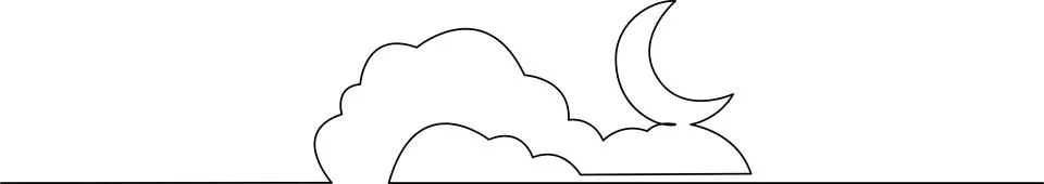 Clouds and crescent moon Vector Stock-Illustration