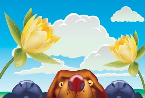 Clouds and dogs Stock Illustration