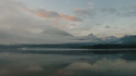 Clouds and fog  moving over the lake Video stock 49024142