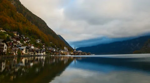 Clouds and fog  moving over the lake Stock Footage 63915151