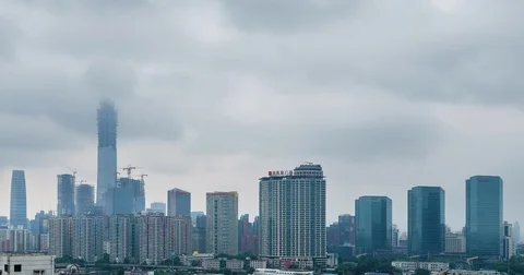 Clouds and fog View Beijing city skyline (4K,Time-lapse) Stock Footage 83301556
