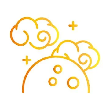 Clouds and full moon cartoon, white background gradient style icon Stock Illustration