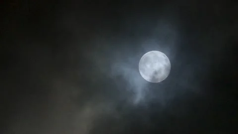 Clouds and Full Moon Stock Footage 237652580
