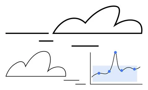 Clouds and Graph Design Illustrating Data Analysis and Forecasting Trends Illustrazione stock