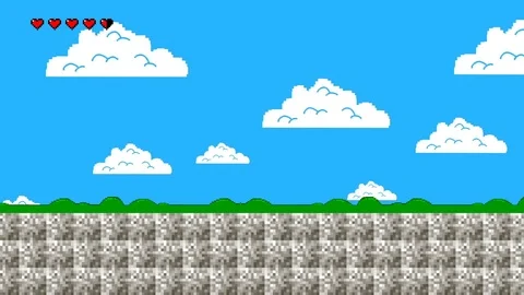 Clouds and Green Hills in Retro Video Game Style Stock Footage 104337739