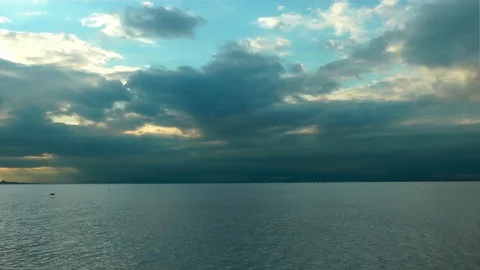 Clouds and Grey Seascape Landscape Stock Footage 99380467