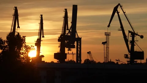 The clouds and harbor standing still in the sunset Stock Footage 260445922